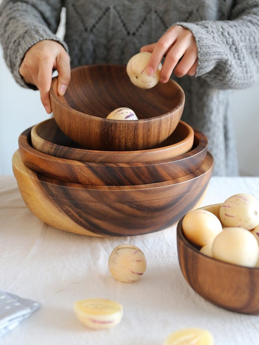 Natural Acacia Serving Bowl